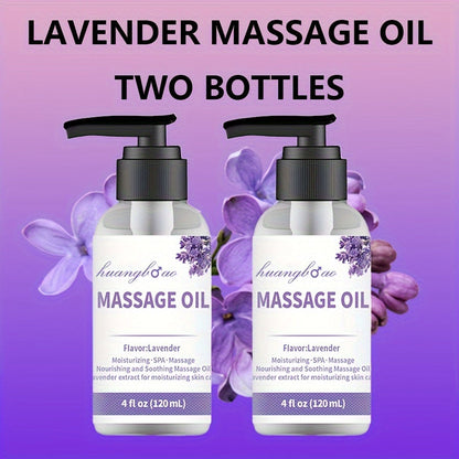 [Sensual Lavender Massage Oil] 2pcs Sensual Lavender Massage Oil - Full Body Smooth Gliding Formula for Couples Date Night - Valentine's Day Present luvshop24