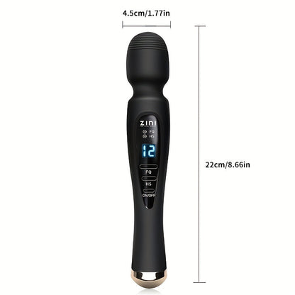 Rechargeable Personal Massager, 12 Patterns Massager, Personal Massager for Women, Quiet &amp; Waterproof Massager for Women, Digital Display Wand Massager for Neck, Back Pain Relief - Black luvshop24