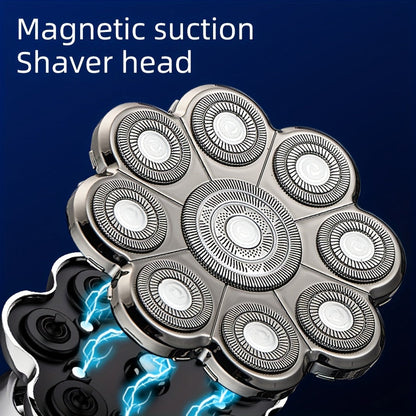 5-in-1 Electric Razor For Men: Detachable Head Shavers With LCD Display, Waterproof Bald Shaver, Magnetic Suction, Hair Clippers, Nose Trimmer, Brush, & Massager! luvshop24