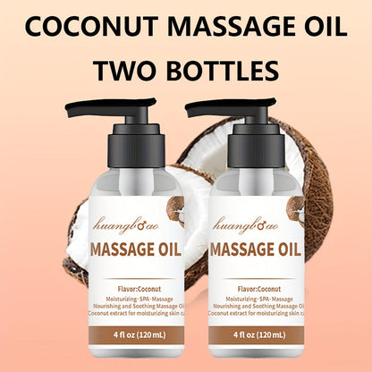 2pcs Coconut Massage Oil for Couples - Full Body Massage Oil for Date Night Massage Smooth Gliding Formula, Valentine'S Day Mother'S Day Gift luvshop24