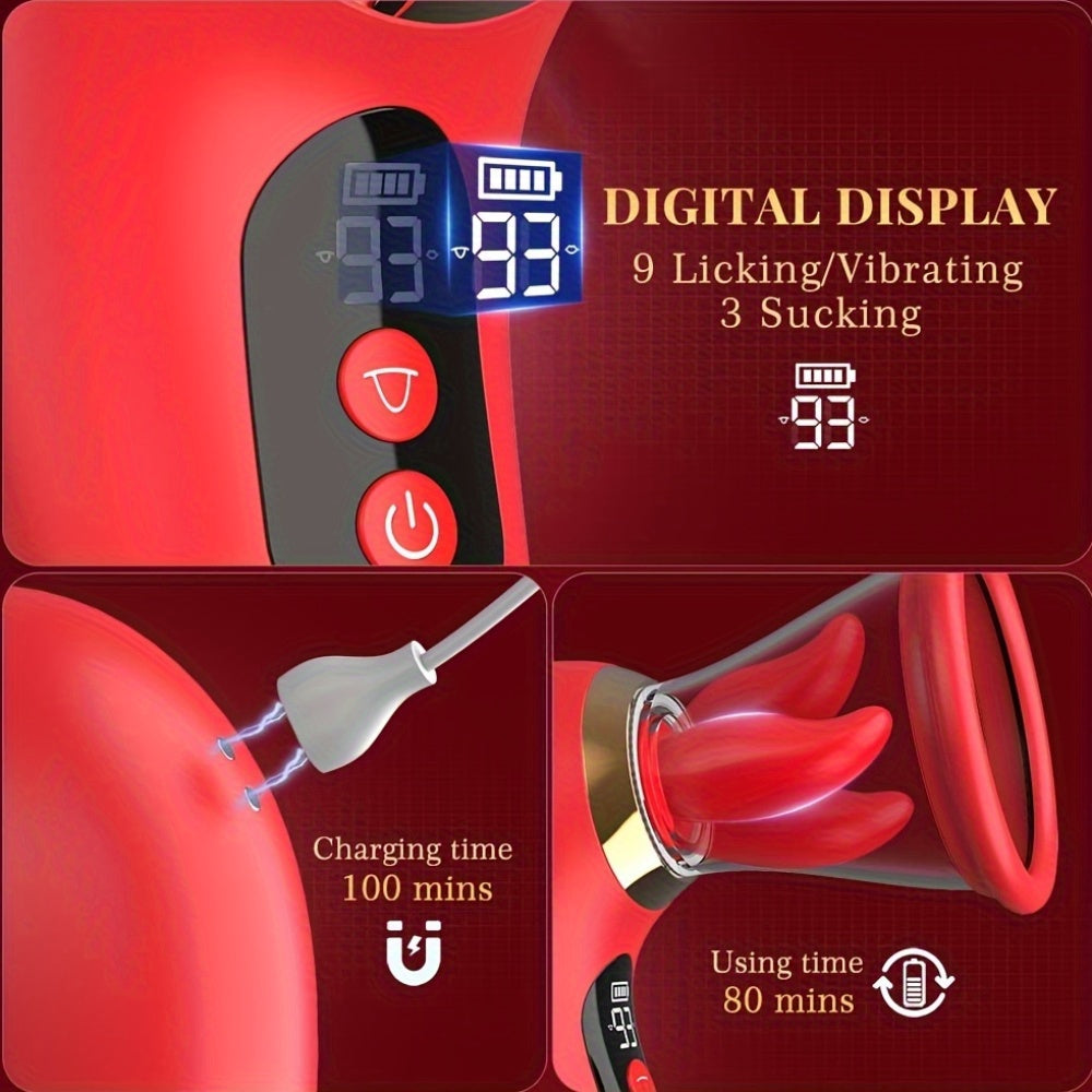 [App-Controlled, Wireless Vibrator] 1pc App-Controlled G-Spot Clitoral Vibrator - USB Rechargeable, Wireless Tongue Licking and Vibration, 700mAh Lithium Battery, 2 Cups luvshop24