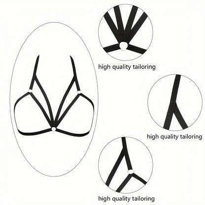 Adjustable Seductive Strappy Chest Harness Bra - Hollow Out & Criss Cross Design - Sexy Lingerie for Daring Erotic Style luvshop24