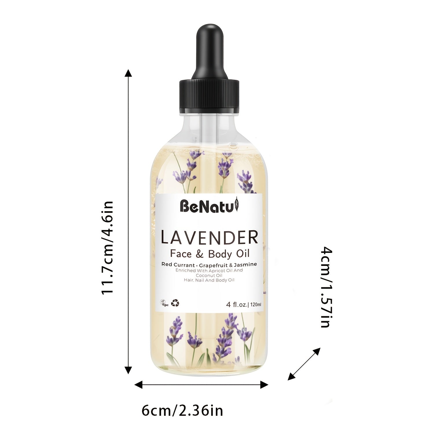 BeNatu 1 Bottle Body Massage Oil Lavender Body Oil -4.06 oz Lavender Body Oil - Moisturizing Skin Essential Oil - Contains Lavender Extract, Olive Oil - All Light Beige Types luvshop24