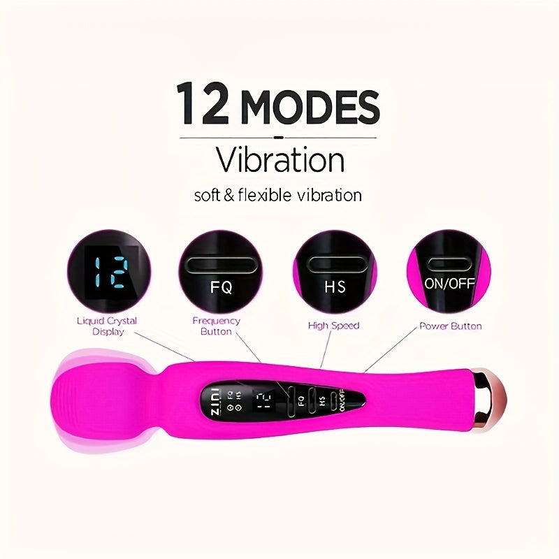 [Quiet Massager] 12 Speed Cordless Wand Massager | Whisper Quiet, Handheld, USB Magnetic Charger, for Body, Sports & Aches - Purple luvshop24