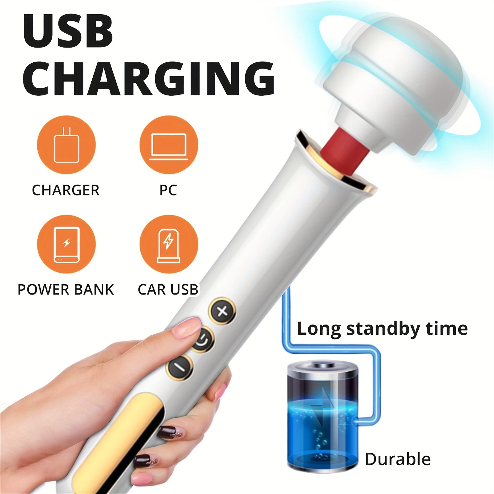 [Magic AV Wand Vibrator] 10 Modes Magic AV Wand Vibrator for Women - USB Rechargeable, Powerful Clitoral & G-Spot Stimulation Massager with 5 Speeds - Perfect Gift luvshop24