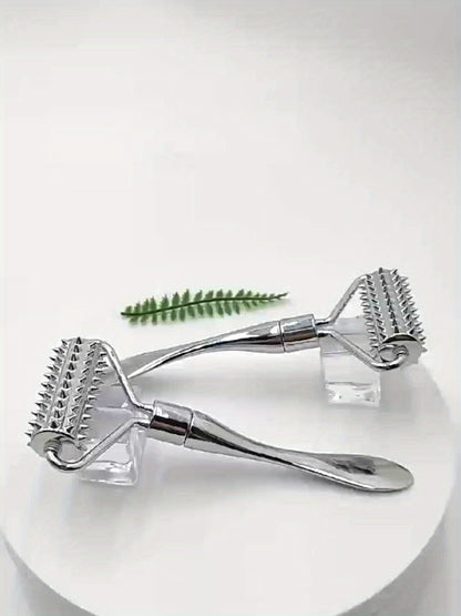 Stainless Steel Facial Massage Roller Gua Sha Tool Set Massager for Face Body Beauty SPA Care Tools, Acupressure Massager - Deep Tissue Massage Tool for Hand, Foot, Neck, Arms luvshop24