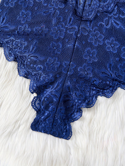 Plus Size Womens Sultry Lace Erotic Bodysuit - Flattering Fit, Delicate Scallop Edge Trim, Seductive Crisscross Strapping, Adjustable Straps, Teddy Style - Romantic Evening Wear luvshop24