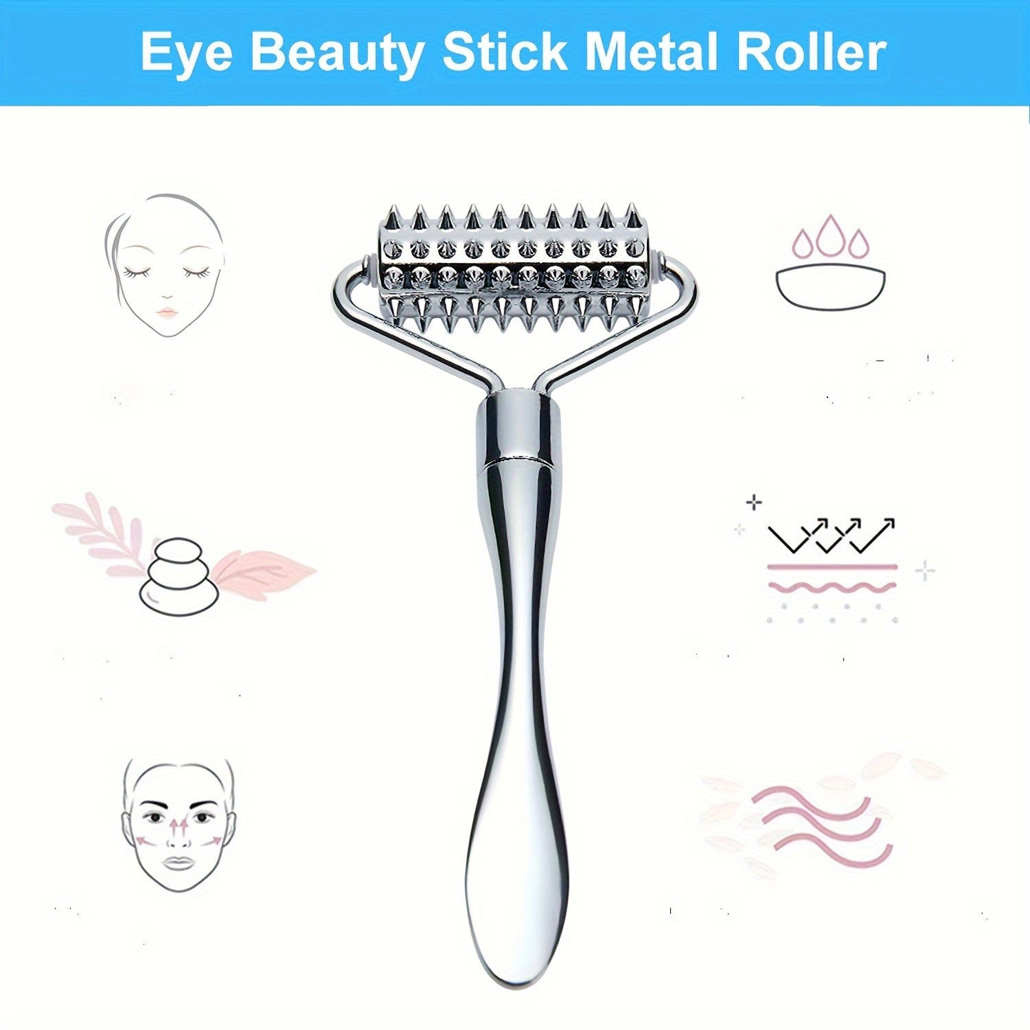 Stainless Steel Facial Massage Roller Gua Sha Tool Set Massager for Face Body Beauty SPA Care Tools, Acupressure Massager - Deep Tissue Massage Tool for Hand, Foot, Neck, Arms luvshop24