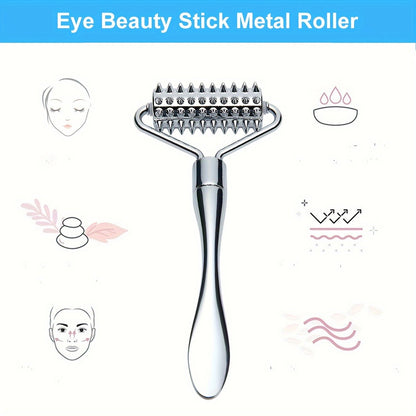 Stainless Steel Facial Massage Roller Gua Sha Tool Set Massager for Face Body Beauty SPA Care Tools, Acupressure Massager - Deep Tissue Massage Tool for Hand, Foot, Neck, Arms luvshop24