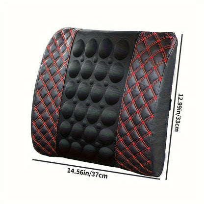 Car Lumbar Electric Massager, Red Pillow Car Interior Decoration, Ultra-fiber PU Leather Cushion For Car, Office luvshop24