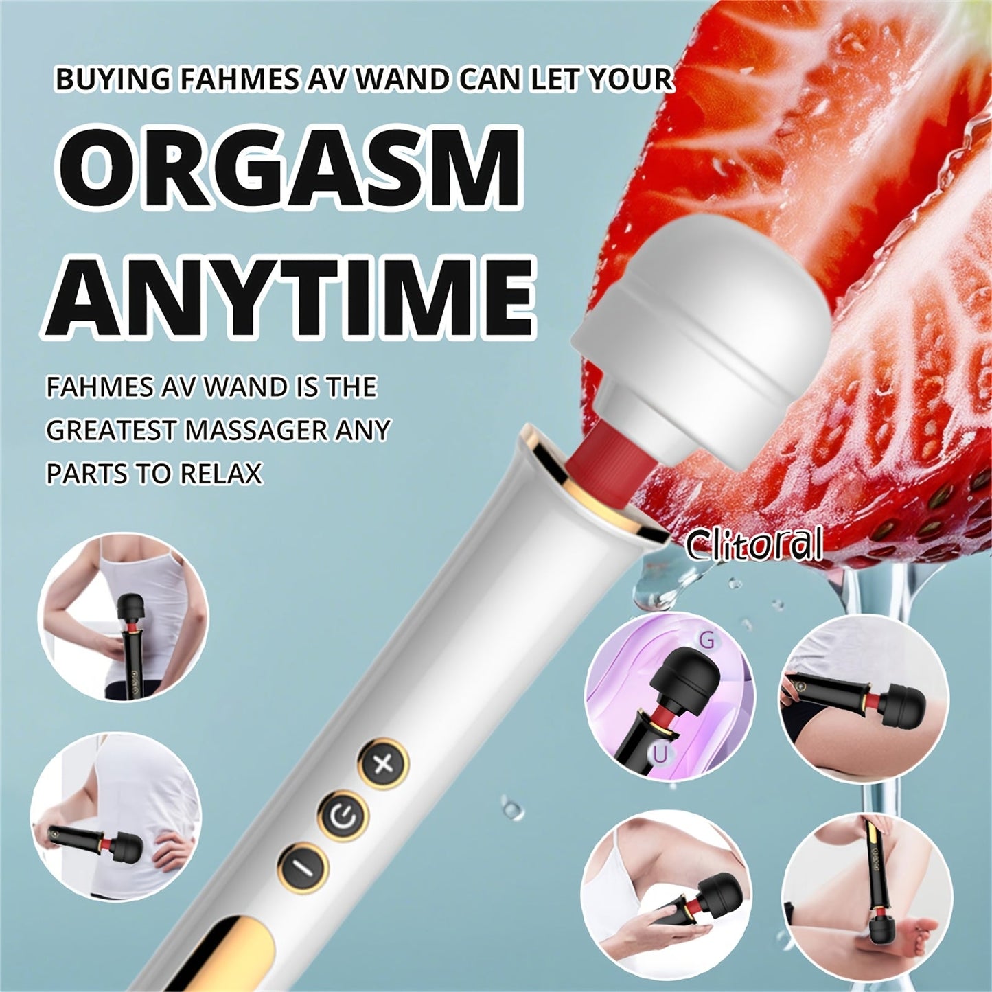 [Magic AV Wand Vibrator] 10 Modes Magic AV Wand Vibrator for Women - USB Rechargeable, Powerful Clitoral & G-Spot Stimulation Massager with 5 Speeds - Perfect Gift luvshop24