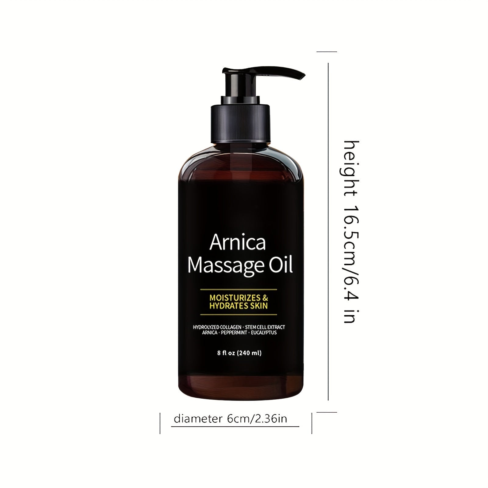 8.12oz/ 8 fl.ozArnica Massage Oil  with Hydrolyzed Collagen, Peppermint & Eucalyptus Oils, for All Skin Types luvshop24