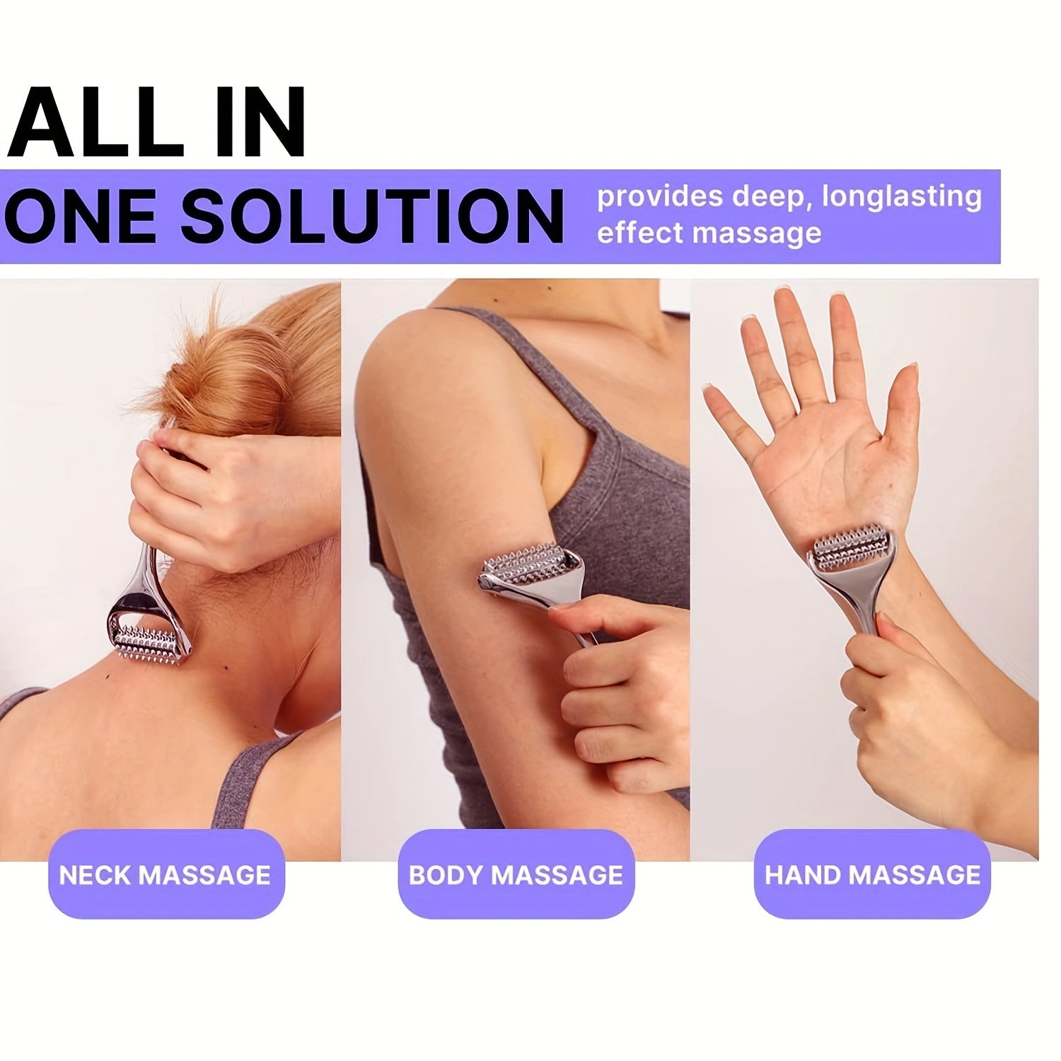 Stainless Steel Facial Massage Roller Gua Sha Tool Set Massager for Face Body Beauty SPA Care Tools, Acupressure Massager - Deep Tissue Massage Tool for Hand, Foot, Neck, Arms luvshop24