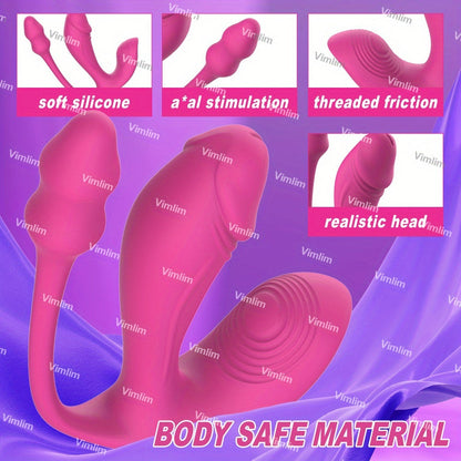 Dildo - Wearable Vibrator Dildo with Anal Plug, APP Remote Control Vibrator with 6x6x6 Vibration Modes, Butterfly Wearable Panty Clitoral Vibrator, G Spot Vibrator for Women and Couple Adult Games luvshop24