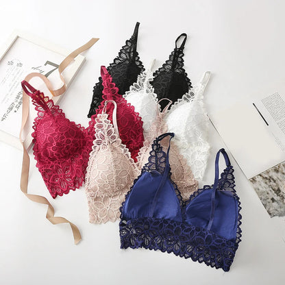 Lace Sexy Lingerie Wireless Bra For Women Padded Push Up Bralette Female Brassiere Soft Backless Fashion Bras Underwear luvshop24