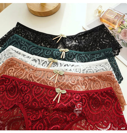Lace Women's Panties Sexy Low-Waist Briefs Transparent Underwear Female Hollow Out G String Solid Comfortable Underpant Lingerie luvshop24