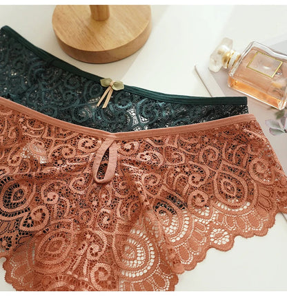 Lace Women's Panties Sexy Low-Waist Briefs Transparent Underwear Female Hollow Out G String Solid Comfortable Underpant Lingerie luvshop24