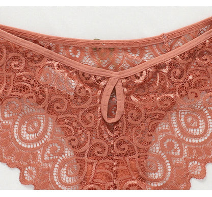 Lace Women's Panties Sexy Low-Waist Briefs Transparent Underwear Female Hollow Out G String Solid Comfortable Underpant Lingerie luvshop24