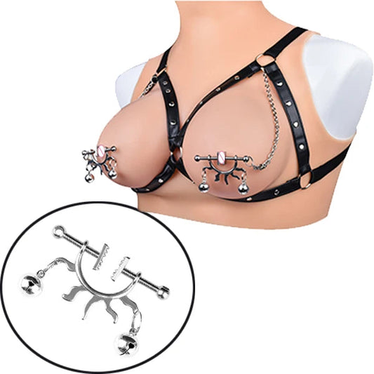 FAAK 1 PU Leather 1 PP Pearl Chain 1Alloy Chain Erotic Game Nipple Clamps for Couple Women BDSM Toys SM Game luvshop24