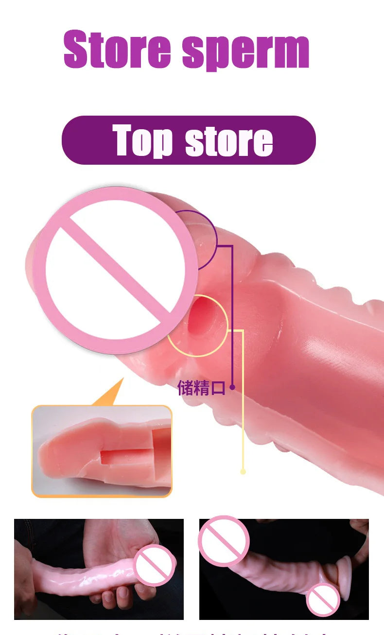 Super Size Highly Elastic Silicone Penis Extender Sleeve Reusable Condoms Penis Ring Delay Ejaculation Erotic Toys Intimate Good luvshop24