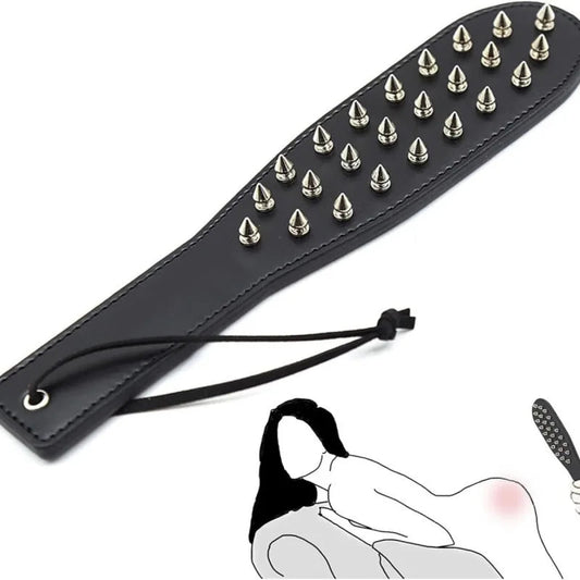 141G Metal Leather Erotic Toys for Foreplay Flirting Punishment Spanking Whip Sexual Abuse Hand Slap Props Rivet BDSM SM luvshop24