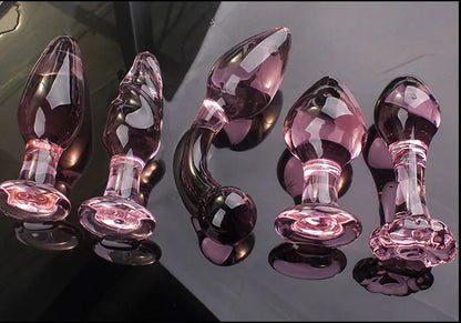 Candiway Exquisite Pink Crystal Glass Anal Plug Adult Masturbation Products Prostate Massager Erotic Toys For Couple (5 Styles) luvshop24