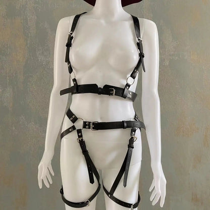 Women Leather Y Lingerie Harness Set Garters Stockings Bondage Sword Belt Bdsm Gothic Harajuku Suspenders Erotic Toy luvshop24