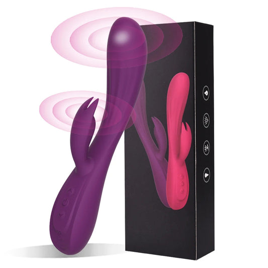 Fully Glued Rabbit Vibrator Dual Motor Rechargeable Silicone Female Massager 10 Speed Vibration for Adult Shower Toys luvshop24