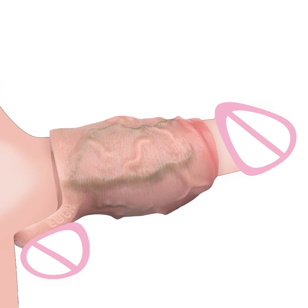 OEM Factory Real Texture Penis Enlargement Sleeve for Men Adult Erotic Goods Hombre Cock Delay Ejaculatio Condoms luvshop24
