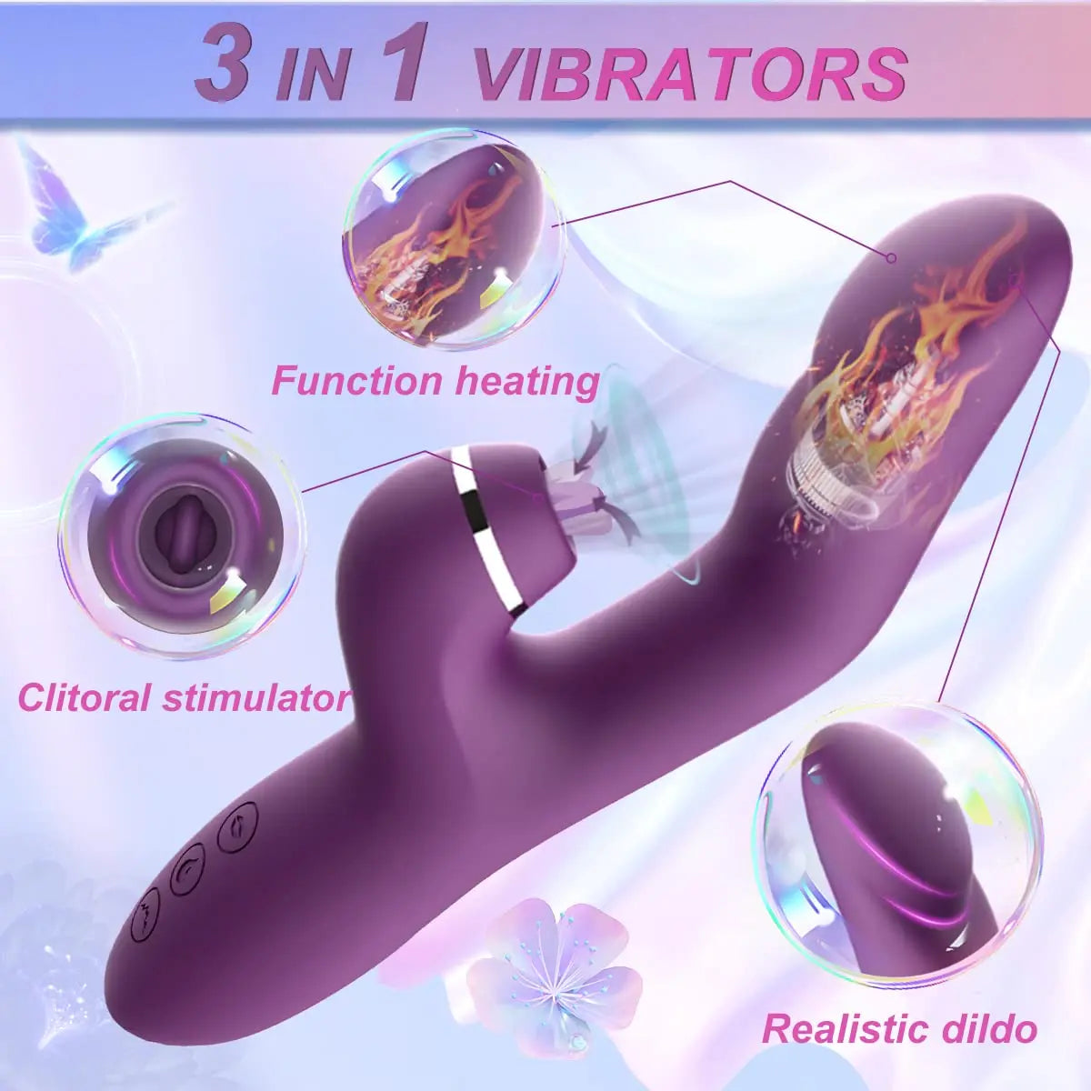 3 in 1 Female Vaginal Masturbation Tools Sucking Licking Vibrator G-Spot Clitoral Stimulation Heating Rabbit Vibrator for Women luvshop24