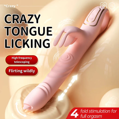 3 in 1 Tongue Licking Vibrating Rabbit Vibrator Dildo Clitoris Licking Vibrator Thrusting Adult Toy for Women luvshop24