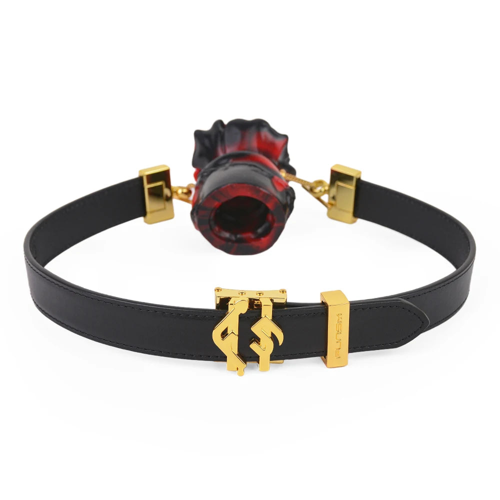 NNSX Open Mouth Plug Couple SM Game Silicone Oral Plug With Genuine Leather Push-pull Belt Erotic SM Toys BDSM luvshop24