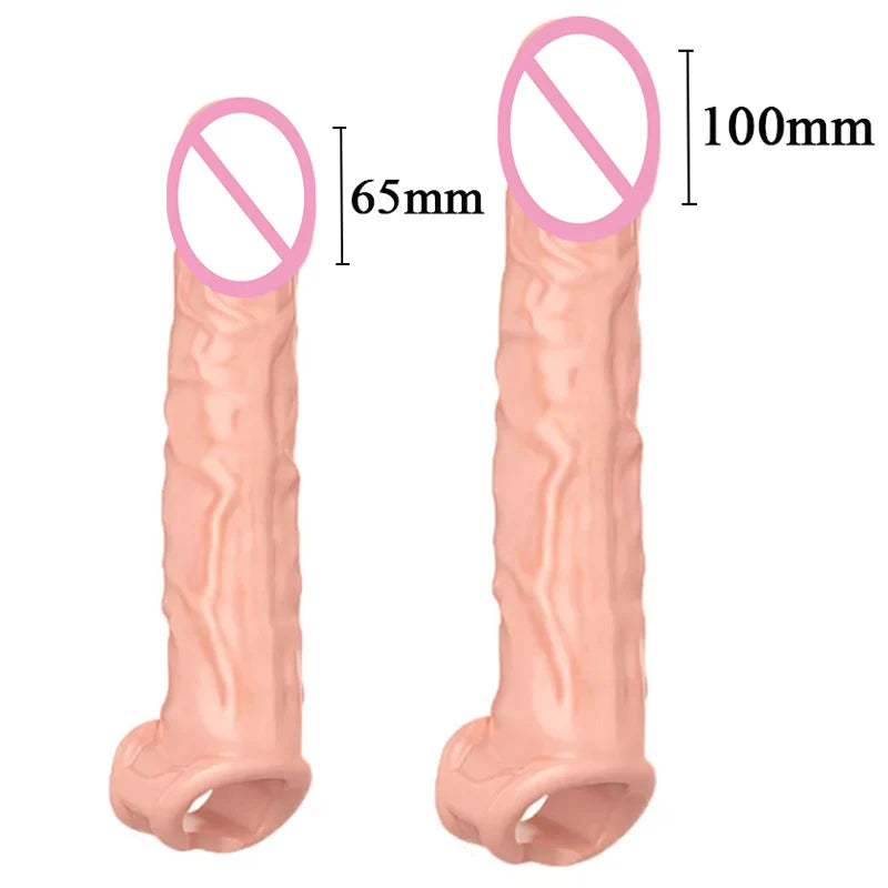 Super Size Highly Elastic Silicone Penis Extender Sleeve Reusable Condoms Penis Ring Delay Ejaculation Erotic Toys Intimate Good luvshop24