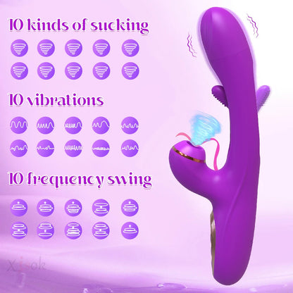 2023 New Arrival Rabbit Vibrator Patting Dildo G Spot Flap Sucking Vibration for Woman Clitoral Stimulation&dildo Vibrator luvshop24