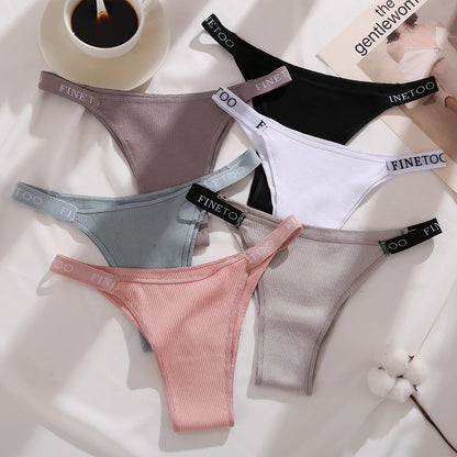 5PCS/Set Sexy Lingerie Women Cotton Panties Finetoo Letter Low Waist Female Briefs Underwear Comfort Underpants Women Intimates luvshop24