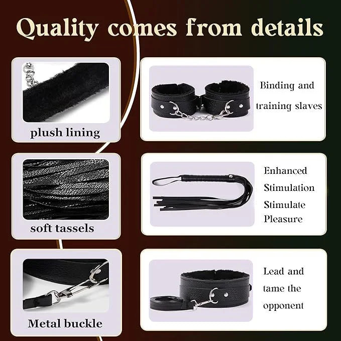Wholesale 10pcs/ Set Toys Adult Game SM Bondage Gear Restraint, Handcuffs Nipple Clamp Whip Collar Erotic Toy Kit for Couples luvshop24