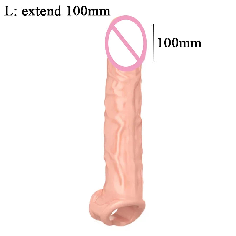 Super Size Highly Elastic Silicone Penis Extender Sleeve Reusable Condoms Penis Ring Delay Ejaculation Erotic Toys Intimate Good luvshop24