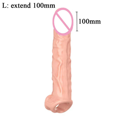 Super Size Highly Elastic Silicone Penis Extender Sleeve Reusable Condoms Penis Ring Delay Ejaculation Erotic Toys Intimate Good luvshop24