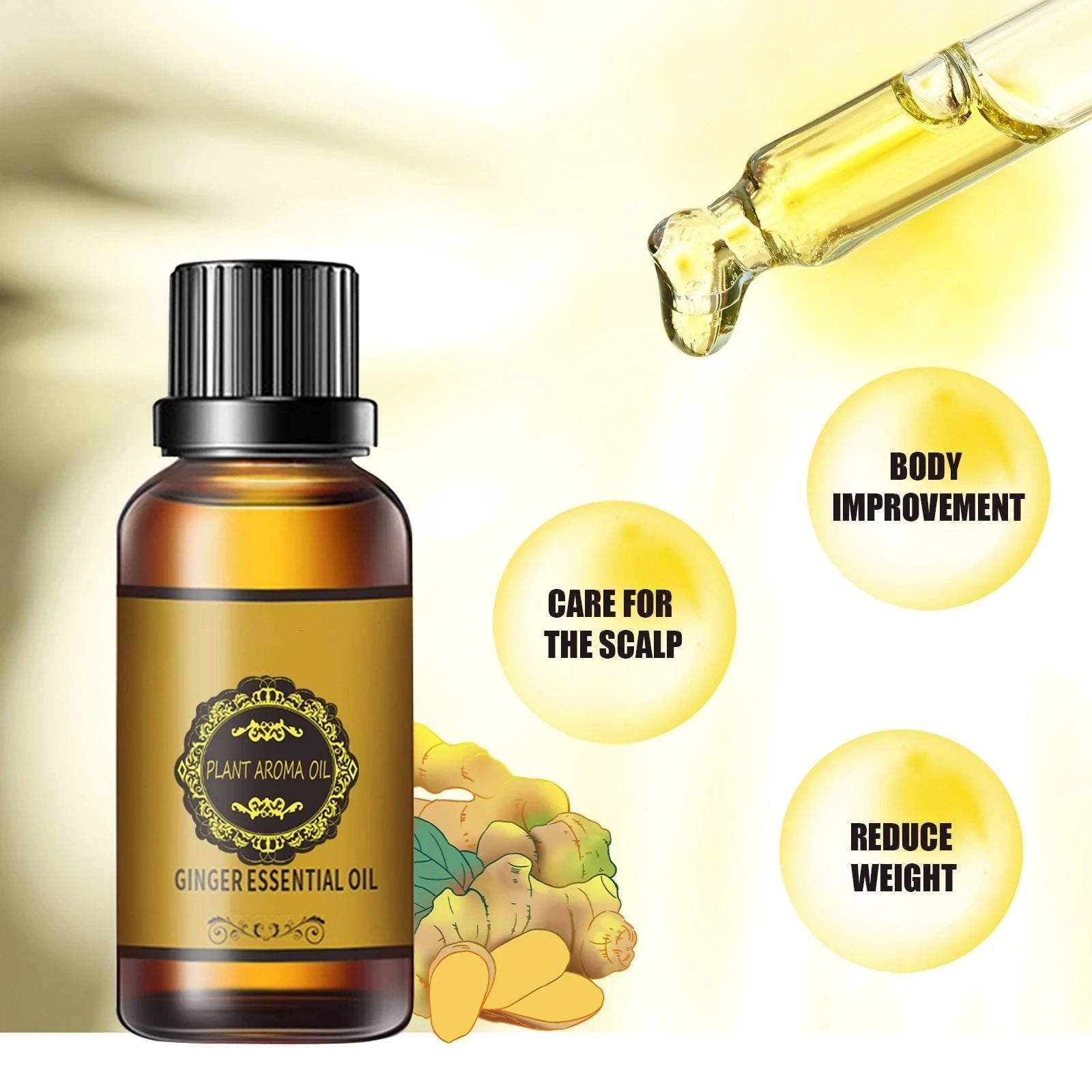 10ML 30ML Ginger Essential Oils Thin Leg Waist  Massage Oil Beauty Health Firm Body OEM luvshop24