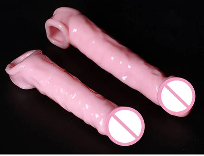 Super Size Highly Elastic Silicone Penis Extender Sleeve Reusable Condoms Penis Ring Delay Ejaculation Erotic Toys Intimate Good luvshop24