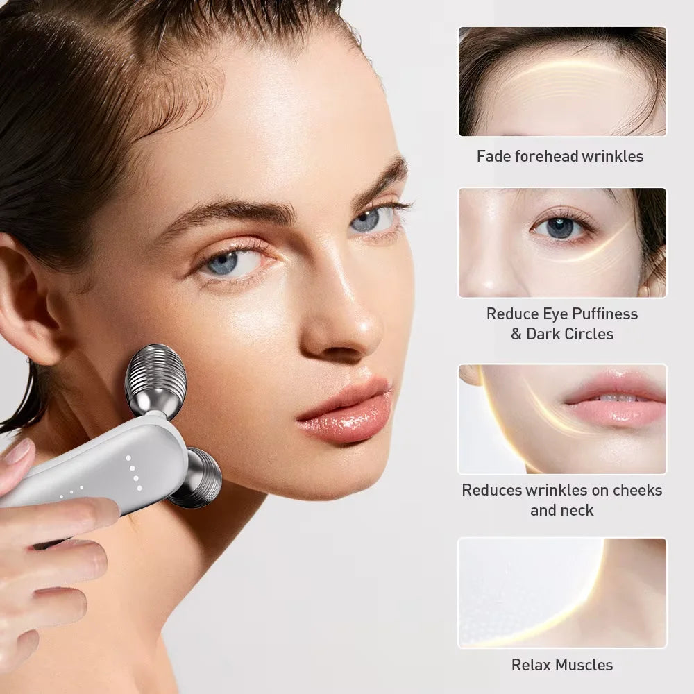 Trending Products Mini Skincare Facial Wand Massager Red Light Therapy EMS Neck Face Tool 360 Rotate Manual Roller Eye Massager luvshop24