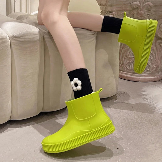 Adult Women Girs PVC Waterproof Fashion Garden Rain Boots Daily Commuting Rain Shoes luvshop24