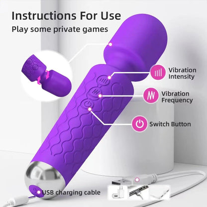 USB Rechargeable Personal Body Wellness Wand Massager Stick Vibrator Powerful G-Spot Mini AV Wand Vibrator for Women Masturbator luvshop24
