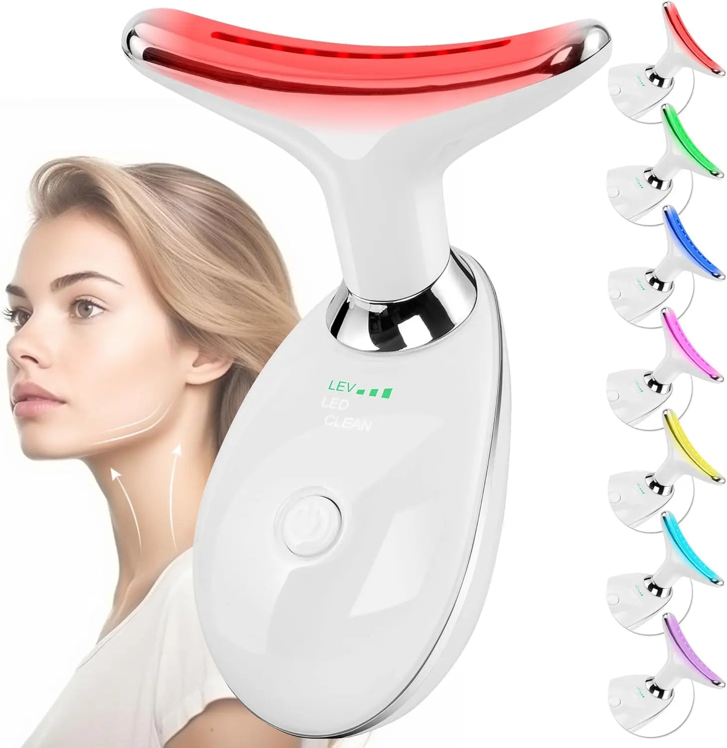 Hot Sale 3 in 1 Face and Neck Care Device Massager Vibration Led New Skincare Facial Wand Massager 630nm luvshop24