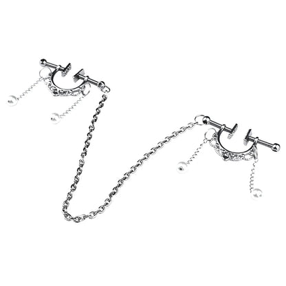 Circle Breast Ring Silver Nipple Clamps with Pearl Chain Erotic Matching Accessories for Women luvshop24