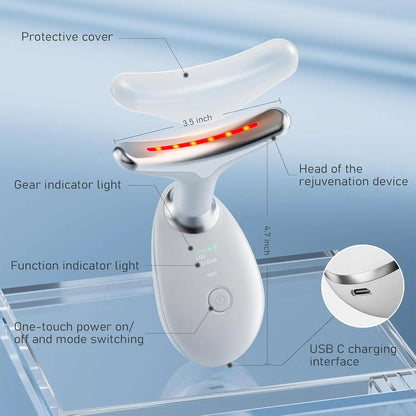 Hot Sale 3 in 1 Face and Neck Care Device Massager Vibration Led New Skincare Facial Wand Massager 630nm luvshop24
