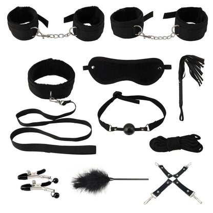 10 Pcs/set Products Erotic Adults Games Bdsm Bondage Set Handcuffs Nipple Clamps Gag Whip Rope Toys for Couples luvshop24