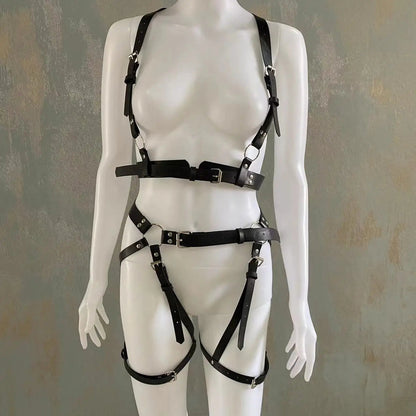 Women Leather Y Lingerie Harness Set Garters Stockings Bondage Sword Belt Bdsm Gothic Harajuku Suspenders Erotic Toy luvshop24