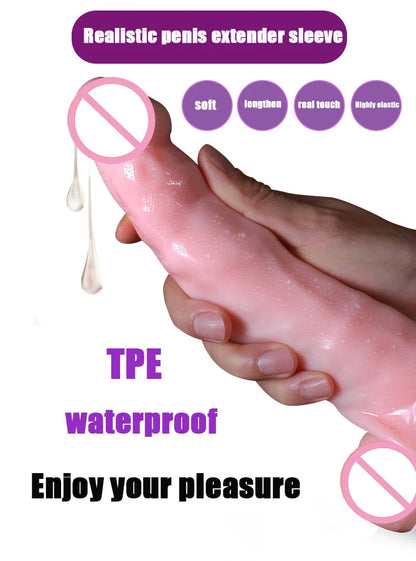 Super Size Highly Elastic Silicone Penis Extender Sleeve Reusable Condoms Penis Ring Delay Ejaculation Erotic Toys Intimate Good luvshop24