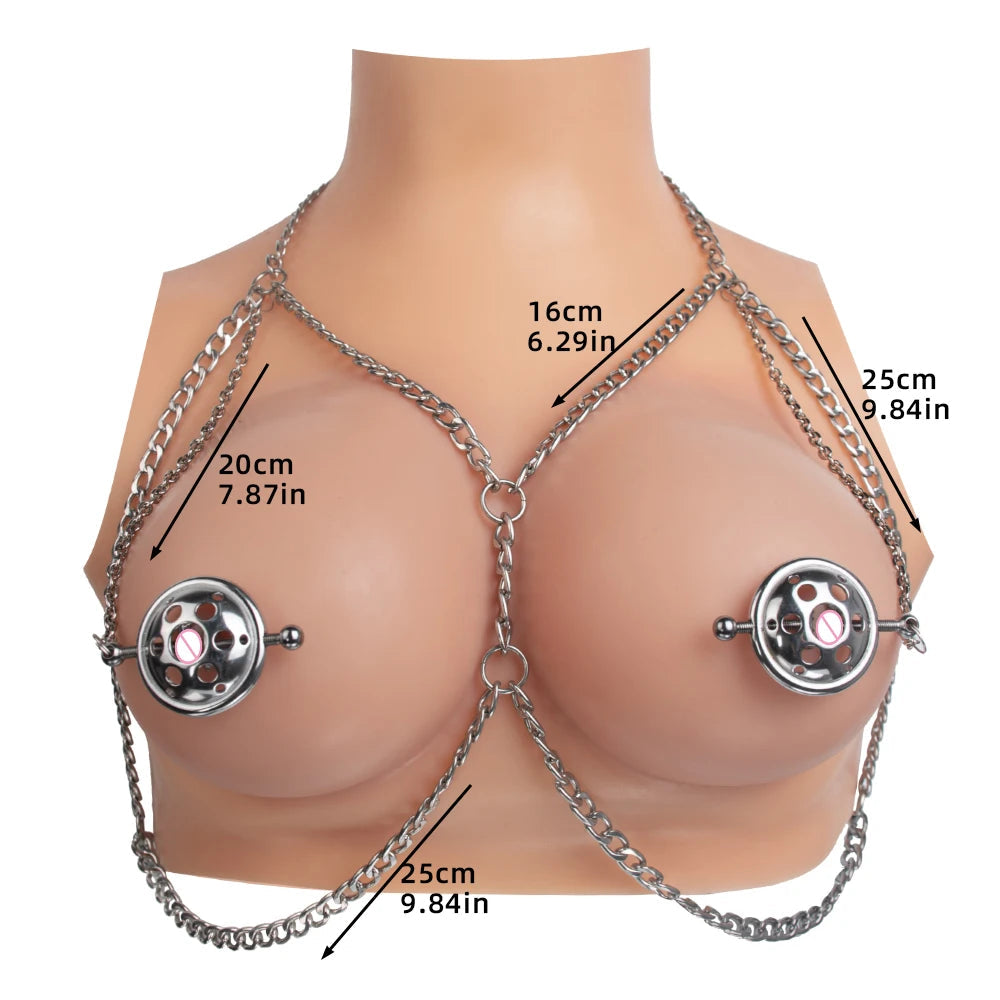 1 Prismatic 1 Leash Chain Erotic Game Nipple PP Chains for Women Stimulate Breast with Heavy Feeling Metal Nipple Clips luvshop24